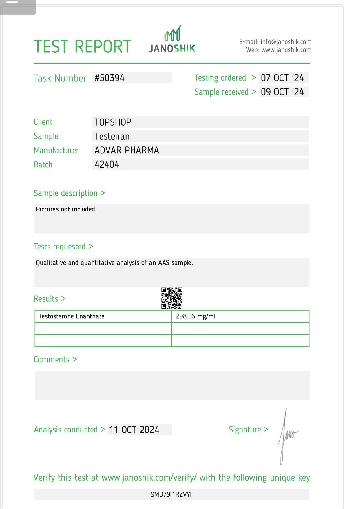 TESTENAN 300mg (TESTOSTERONE 10ML)
